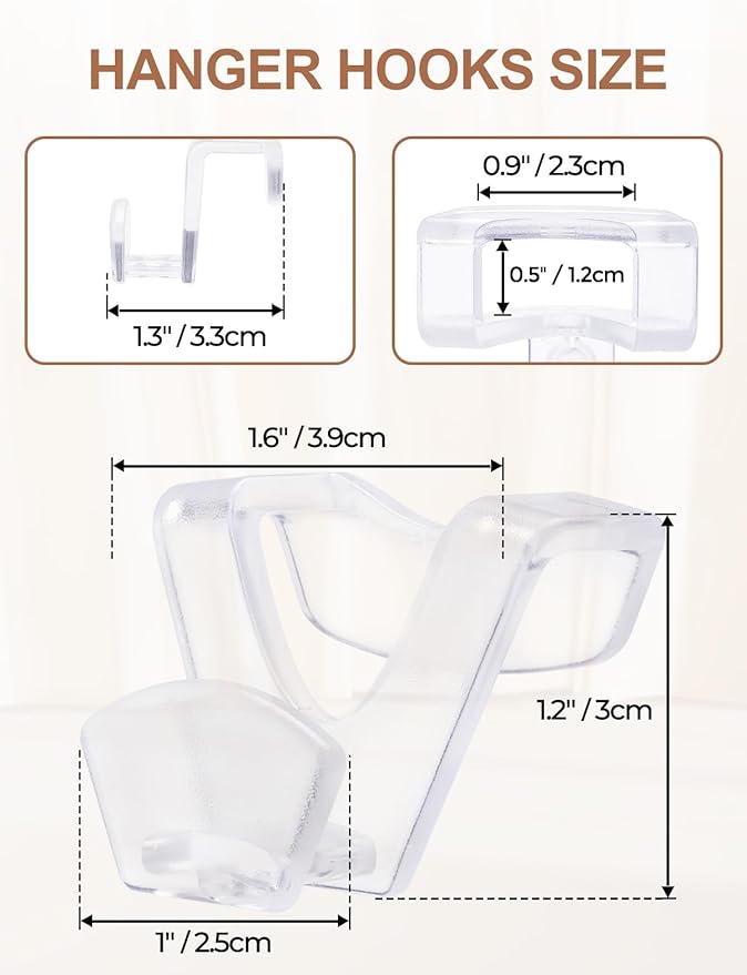 HOUSE DAY Closet Organizers and Storage, College Dorm Room Essentials - 60 Pack Clear Clothes Hanger Connector Hooks, Heavy Duty Hangers Organization, Premium Space Saving Hangers