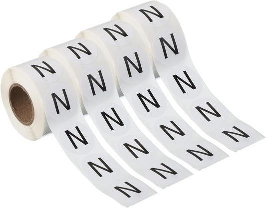 PATIKIL 1" Letter N Stickers, 4 Rolls Self-Adhesive Alphabet Round Circle Dots Labels for Organization Storage Inventory Boxes Scrapbook Craft 2000 Pcs Total