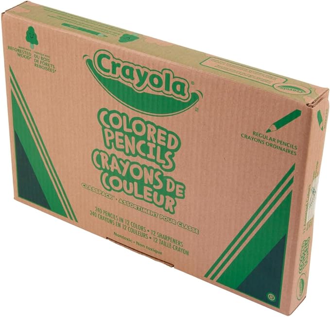 Crayola Colored Pencils Classpack (240ct), Must Have Teacher Supplies, Bulk Colored Pencils for School Classrooms, 12 Colors, Back to School Essentials