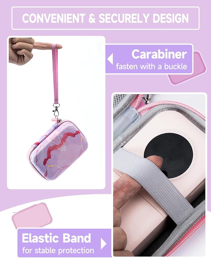 Phomemo D30 D35 Label Maker Case, Storage Bag Compatible with NELKO P21/NIIMBOT D11/JADENS D110/SUPVAN E10 Label Printer, Fits for Mini Labels Sticker Machine, Box Only - Pink