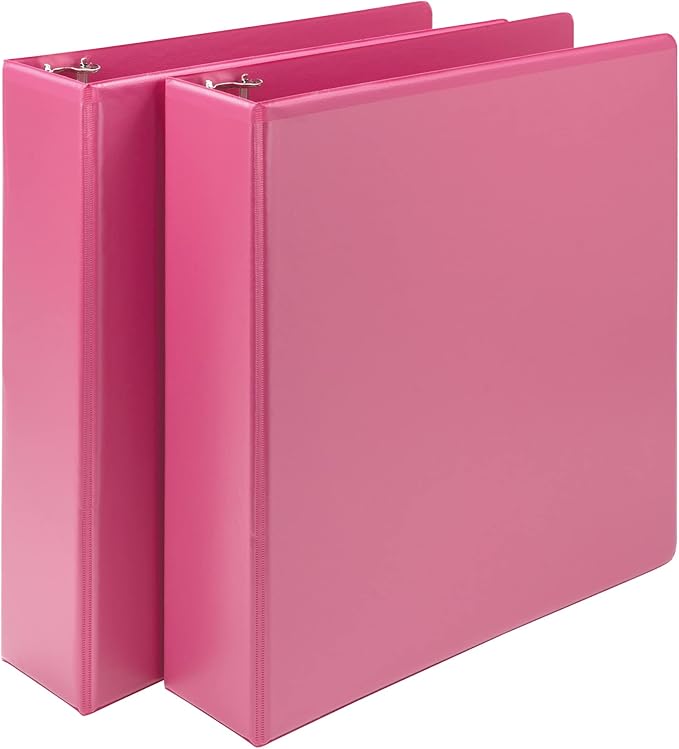 Samsill Plant-Based 2 Inch Durable Round Ring, Made in USA, View Binder, Eco-Friendly, USDA Certified Biobased, 2 Pack, Berry Pink
