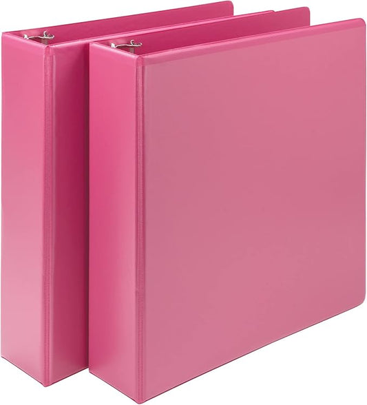 Samsill Plant-Based 2 Inch Durable Round Ring, Made in USA, View Binder, Eco-Friendly, USDA Certified Biobased, 2 Pack, Berry Pink