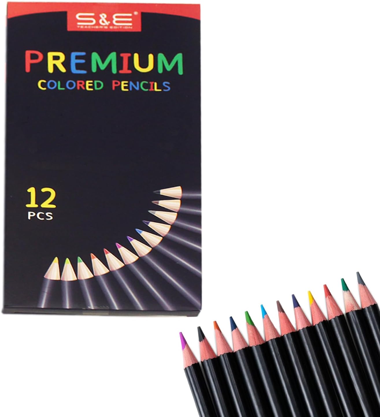 S & E TEACHER'S EDITION Colored Pencils 12Pcs, Pre-sharpened Super Soft Core Lead, Kid's Colored pencils, Drawing Pencils, Woodcase Lead Pencils, Coloring Pencil Bulk Back to School Supplies