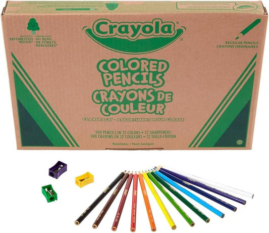 Crayola Colored Pencils Classpack (240ct), Must Have Teacher Supplies, Bulk Colored Pencils for School Classrooms, 12 Colors, Back to School Essentials