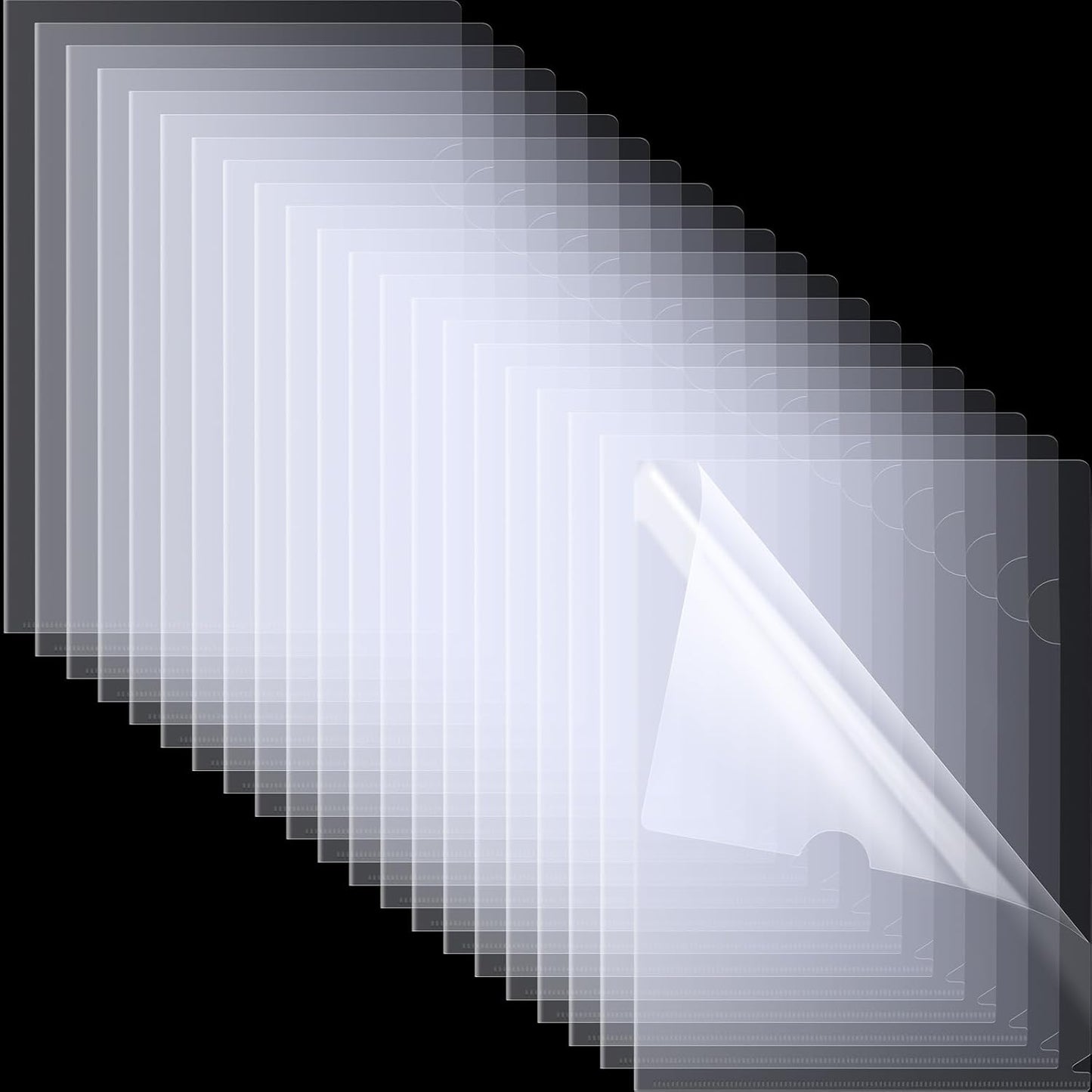 100 Pcs L-Type Plastic Folders for Documents, Clear File Folders Letter Size A4 Paper, Ideal for Home, Office Supplies, College Essentials