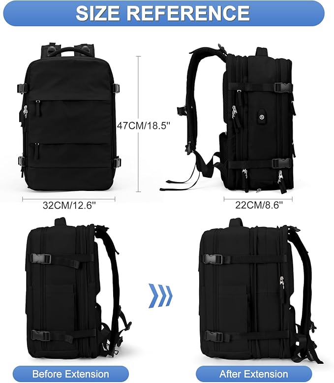 Casual Backpack Traveling Backpack, A-black, Expandable, Modern