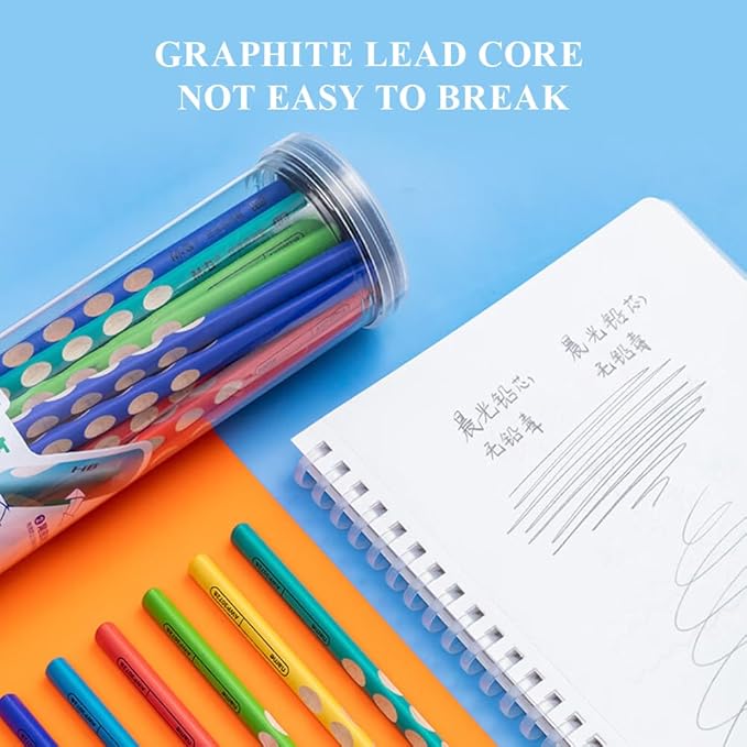 M&G 30pcs Triangular Pencils, 2B Pencils with Grip Correction, Wooden Graphite Pencils with Colored Barrels, Pre-Sharpened Break-Resistant, Suitable for Writing, Drawing, and Sketching