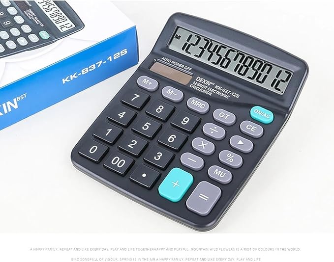 Calculator 12 Digit Office Calculators with Large LCD Display, Dual Solar Power and Battery Large Button Calculator Financial Office School