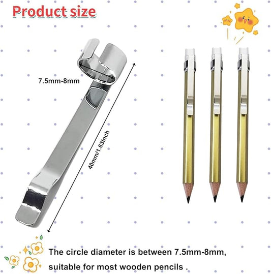 Adhere 12pcs Golf Pencils with eraser Hexagon gold Wooden Pencils Graphite 2B for Golf Event Scoring,Classroom,Wedding,Company Meetings,Pew, Pocket (z-Gold pencil 12pcs + pencil clip 12pcs)