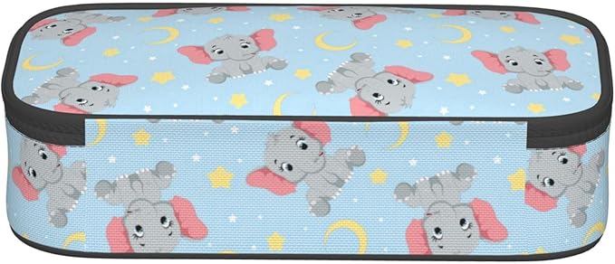 Cute Baby Elephant Large Pencil Case With Zipper Compartments Stationery Pencil Bag For Kids Teens Students School Supplies