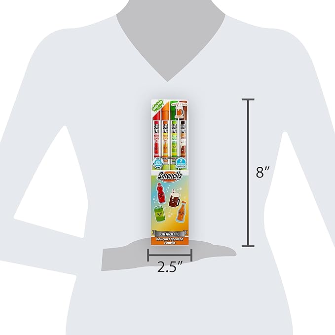 Smencils Soda Pop Shop Scented Pencils – HB #2 Graphite Pencils Made from Recycled Newspapers, 4 Pack, Long-Lasting Gourmet Scents, Fun School Supplies & Gifts for Kids, Teachers, Classroom Rewards