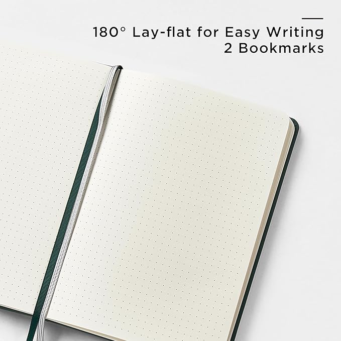 &And Per Se Dotted Journal Notebook (10 packs), A5 Hardcover Leather Bullet Dotted Journal, 160 Pages 100GSM Thick Paper, 3 Sheets of Stickers Included - 5.7'' x 8'' (Green)