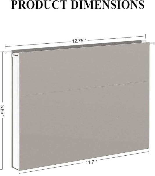 ViVin Hanging File Folders, 1/5-Cut Adjustable Tabs with 24 Per Box, 24 Pack Letter Size Hanging File Folders, Designed for Office Home School Filing Cabinet(Gray)