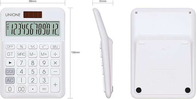 UNIONE Calculator with a Bright LCD, Dual Power Handheld Desktop. Color. Business, Office, High School