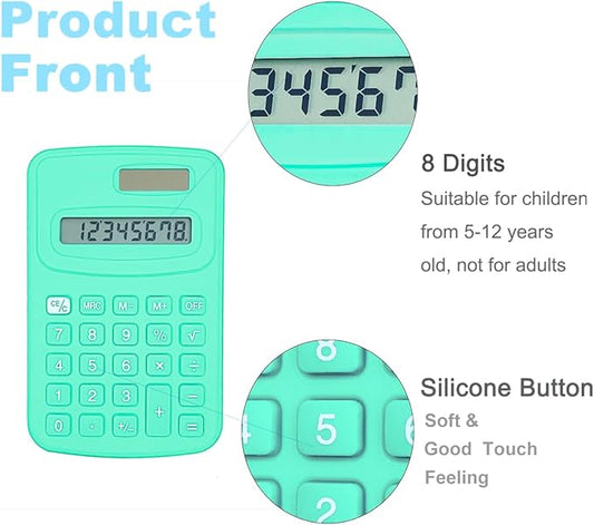 Basic Calculator, BESTWYA Calculators for Classroom with 8 Digit Silicone Button (4 Colors, Set of 8)