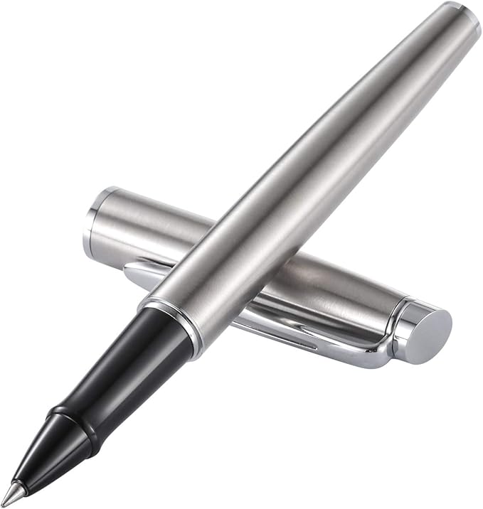Rollerball Pen Fine Point Gel Black Ink Smooth Writing,Luxury Rollerball Pen with Chrome Finish Fancy Pen Gift Set for Executive Business Office School,Professional,Executive Pen G3 (Silver)