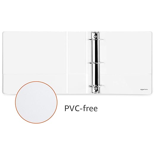 Amazon Basics 3 Ring Binders, 3 Inch, 2 Pack, D-Ring Organizer for School, Home Office, White