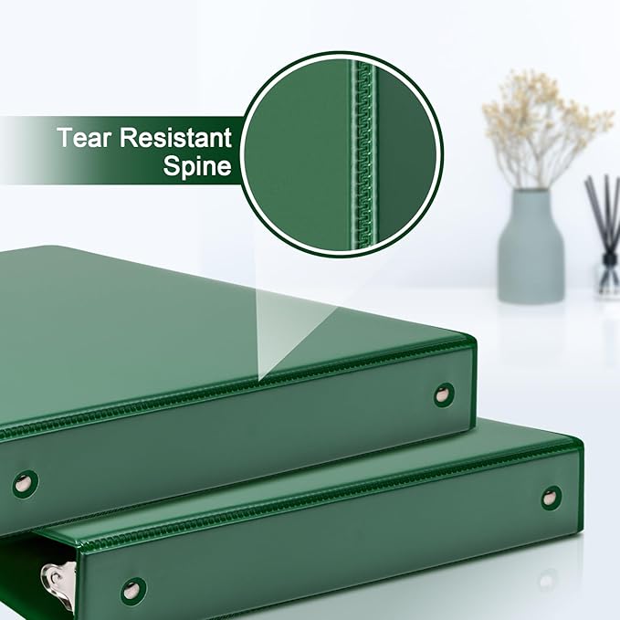 COMIX 3 Ring Binder 2 inch with Clear View Cover, 2" View Binder Holds 450 Sheets of US Letter Size Paper, 6 Pack (Green)