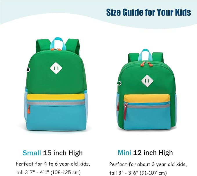 HawLander Little Kids Backpack for Boys Toddler School Bag Fits 3 to 6 years old, 12 inch, Green