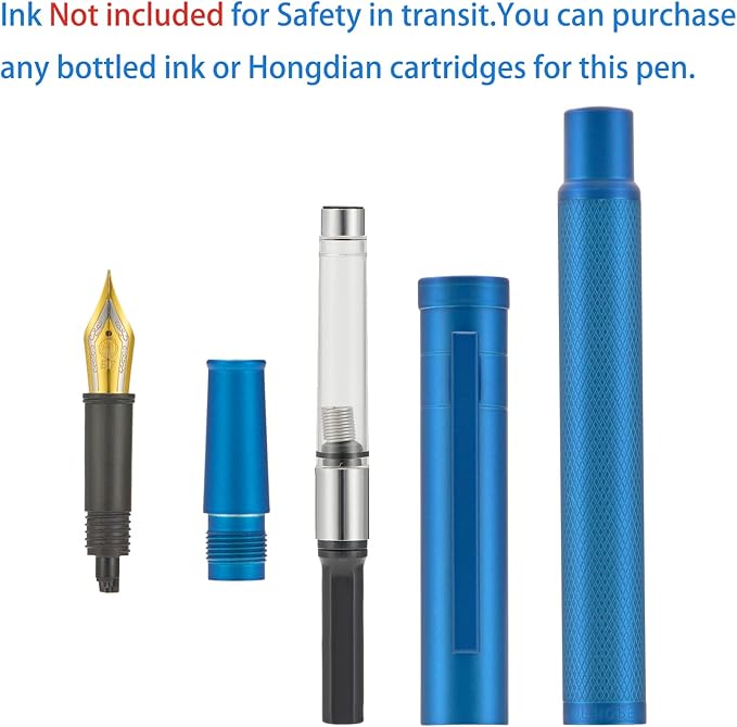 Hongdian 1851 Sky Blue Forest Fountain Pen Medium Nib, Classic Design with Converter and Metal Pen Case
