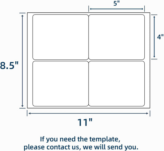 500 Sheets 2000 Labels 4"x5" 4 Up Shipping Address Labels for Laser & Inkjet Printers, Permanent Adhesive 4 per Page Shipping Stickers