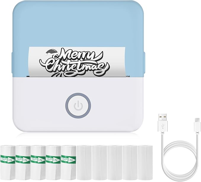 Mini Pocket Printer - Inkless Sticker Printer, Compatible with iOS + Android for Study Notes, Memo, Fun, Work, Journal