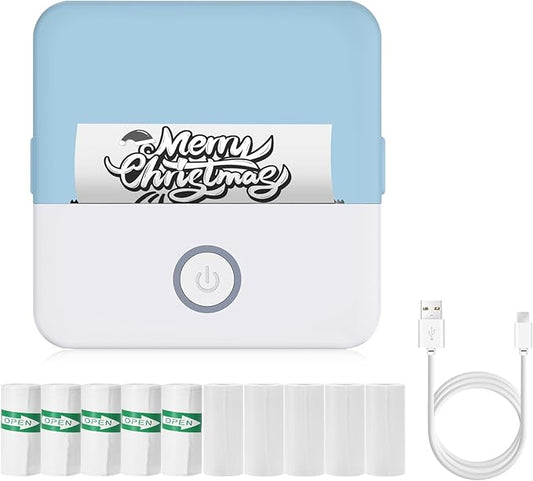 Mini Pocket Printer - Inkless Sticker Printer, Compatible with iOS + Android for Study Notes, Memo, Fun, Work, Journal