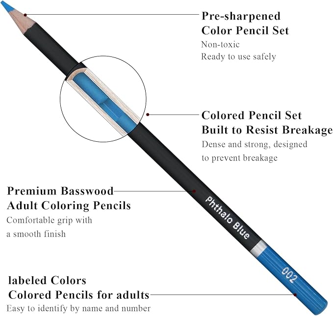Colored Pencils for Adult Coloring Books, 72 Color Pencil Set, Soft Core Color Pencils for Adult Coloring Book, Coloring Pencils for Adults - Drawing, Sketching, Blending & Shading-Art Supplies.