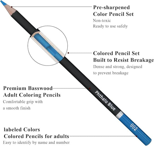 Colored Pencils for Adult Coloring Books, 72 Color Pencil Set, Soft Core Color Pencils for Adult Coloring Book, Coloring Pencils for Adults - Drawing, Sketching, Blending & Shading-Art Supplies.