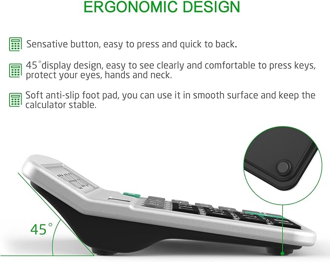Calculator, Splaks 4 Pack Standard Functional Desktop Calculator Solar and AA Battery Dual Power Electronic Calculator with 12-Digit Large Display (2 Basic Black& 2 Updated Silver)