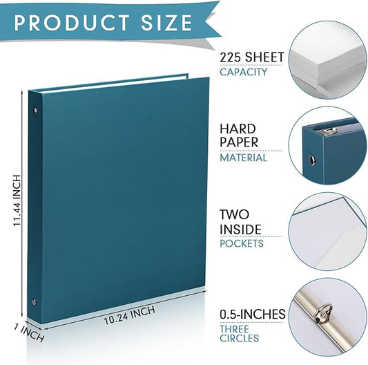 Ctosree 10 Pack Colored 3 Ring Binder with 2 Pockets Hardcover Loose Leaf Binder for Women Men Teacher Student School Office Home Supplies, Fits 11 x 8.5 Size Paper, 10 Colors(0.5",Business Color)