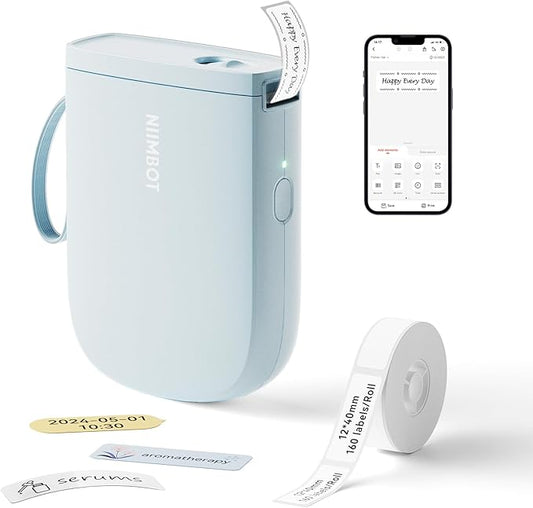 NIIMBOT D11 New Version Label Maker Machine with Tape,300DPI Bluetooth Label Printer, Portable Thermal Printer,Sticker Maker for Organizing Home Office School,Blue