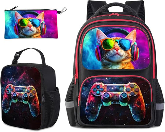 Kids Backpack for School - 17 Inch 3D Reflective Cartoon Bookbag with Dual Zippers, Ergonomic Design for Boys & Girls Ages 6-18 | Durable 600D Polyester Children's Backpack