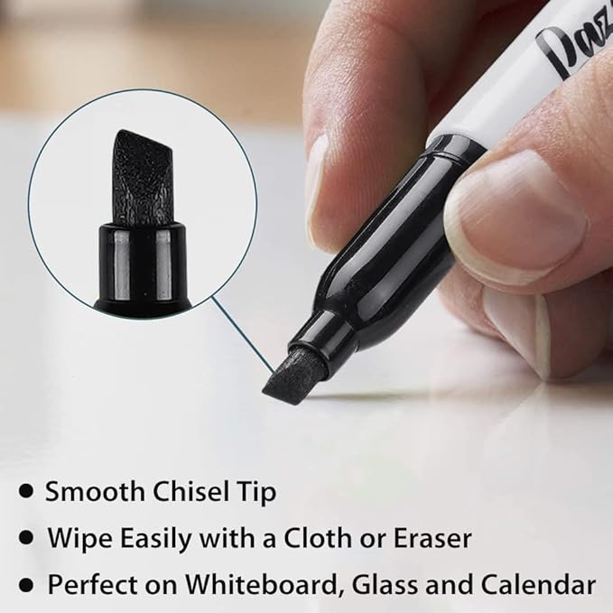 Dry Erase Markers Bulk, 96 Pack Black Dry Erase Markers Chisel Tip, Low Odor Whiteboard Markers for School, Office Supplies, Perfect for Writing on White Board, Mirror,Calender