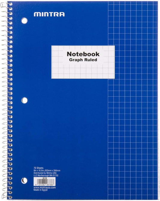 Mintra Office Spiral Notebooks - Wirebound for Student, Home, Office, Business (4x4 Graph, 4pk)