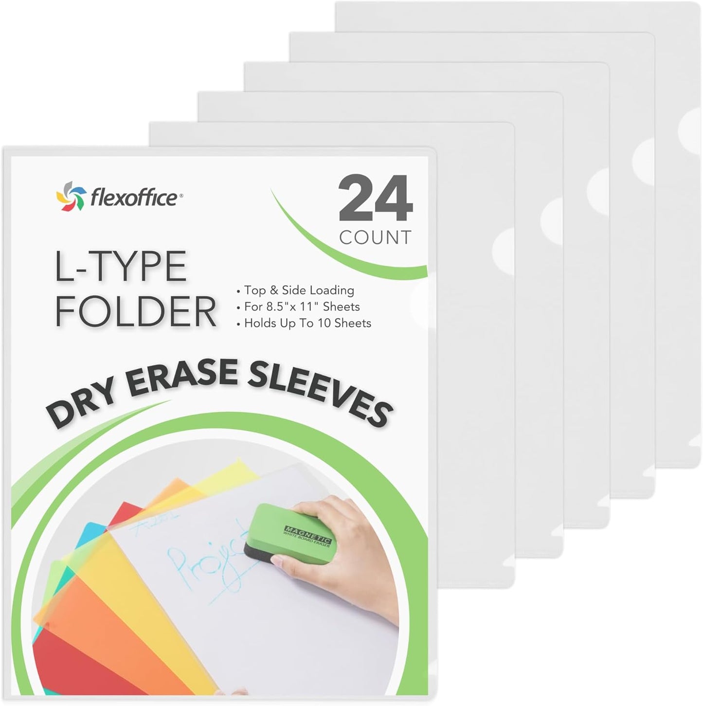 Letter Sized Poly Sleeves - 24 Pack, Clear, Heavyweight for Sheets 8.5"x11", Project Pockets, Plastic Sleeves for documents Folders with L-Type, Page Protectors, Acid-Free