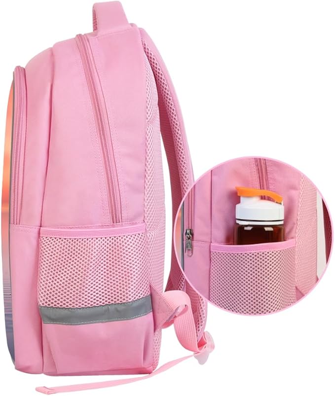 Kids Backpack, 3D Reflective Cartoon, 600D Polyester & Dual Zippers, 17" Bookbag with Ergonomic Design for boys & girls age 6-18, Rugby Space Style for school Children Kids