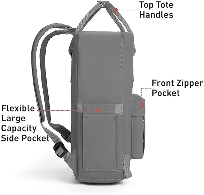 KALIDI Casual Laptop Backpack 15 Inches Classic Camping Rucksack Travel Outdoor Square Daypack College Hiking Gym Bag, Grey