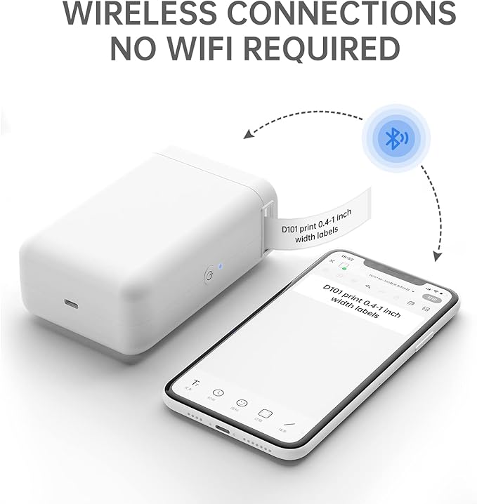NIIMBOT Label Maker Machine D101 Label Printer Portable Wireless Connection Multiple Templates Available for Phone Easy to Use Office Home Organization USB Rechargeable