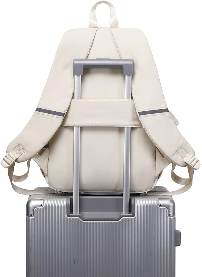 abshoo Big Student Laptop Backpack For College Women Middle High School Teen Girls Bookbag Travel Daypack (Beige)