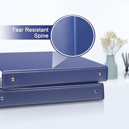 COMIX 3 Ring Binder 1 inch with Clear View Cover, 1" View Binder Holds 200 Sheets of US Letter Size Paper, 6 Pack (Dark Blue)