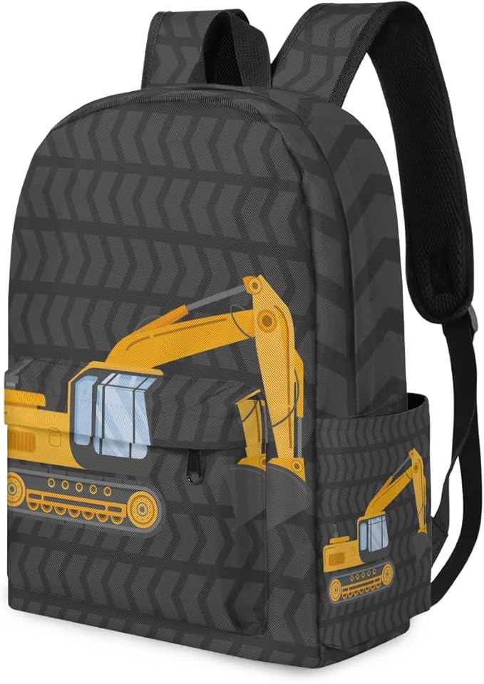Cute Excavator Kids Backpack for Boys Girls Truck Car Preschool Toddler Backpack Kindergarten Nursery Bookbag Travel Children Lightweight School Bag