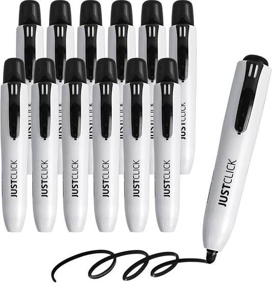 carrotez Jumbo Retractable Dry Erase Markers, Click Dry Erase Whiteboard Markers, Bullet Tip, Extra Thick Large Barrel, 12 Count, Black