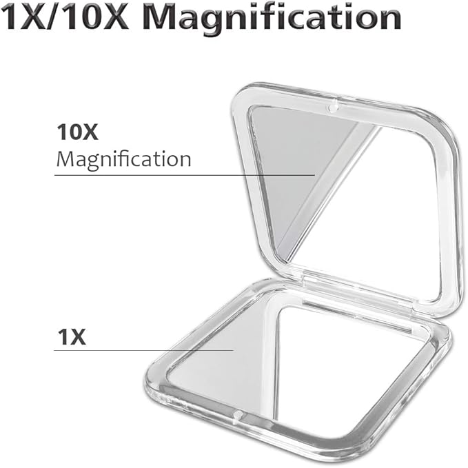 Magnifying Compact Mirror - Snowflakes Elegant Compact Pocket Mini Makeup Mirror Double Sided 1x/10x Magnification Cosmetic Mirrors Handheld Portable for Travel and Purses (Purple)