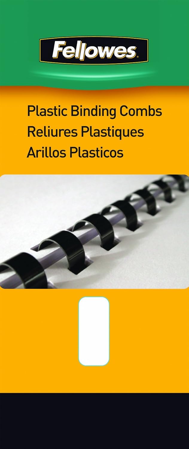 Fellowes Plastic Binding Comb 3/8" Black, 100Pack (Pack of 2)