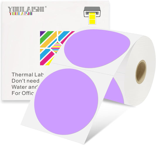 3 X 3 Inch Color Coding Dot Labels Circle Thermal Printable Waterproof 500 Pcs Round Stickers Adhesive Writable for Office, Home, Garage, DIY Sticker, Barcodes, Name Tag, Light Purple