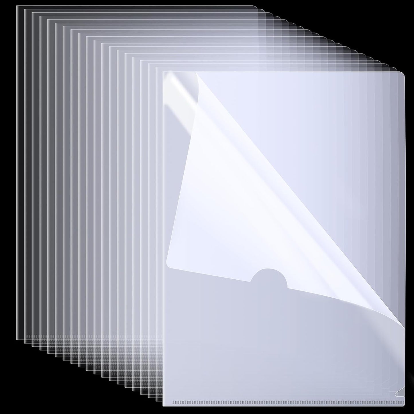 50 Pack Clear Folders for Documents Plastic Folders Transparent L-Type Plastic Sleeves for Letter Size A4 Paper Ideal for School and Office Supplies
