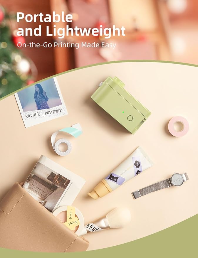 Makeid Label Maker Machine with Tape - Compatible with 9/12/16mm Waterproof Tape, Portable & Rechargeable Label Makers with Built-in Cutter Wireless Label Printer Compatible with Android & iOS Devices