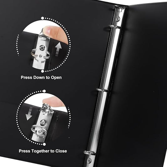 0.5-inch Round Ring Binder, Durable 1/2'' 3 Ring Binder Fit Letter Size Paper, Presentation View Binders, Black,12-Pack
