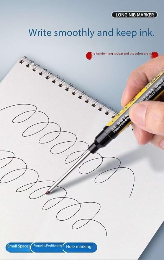 Long Head Deep Hole Marker, 20mm/30mm/45mm head deep hole marker 2025 Upgrade, Permanent, Quick-dry, Waterproof Long Nib, Colorful Carpenter Deep Reach Markers, 4 Color Set (45MM LONG HEAD)